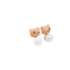 New copper-plated real gold S925 silver needle cute little cat pearl earrings, fashionable, elegant and high-end stud earrings Item Picture